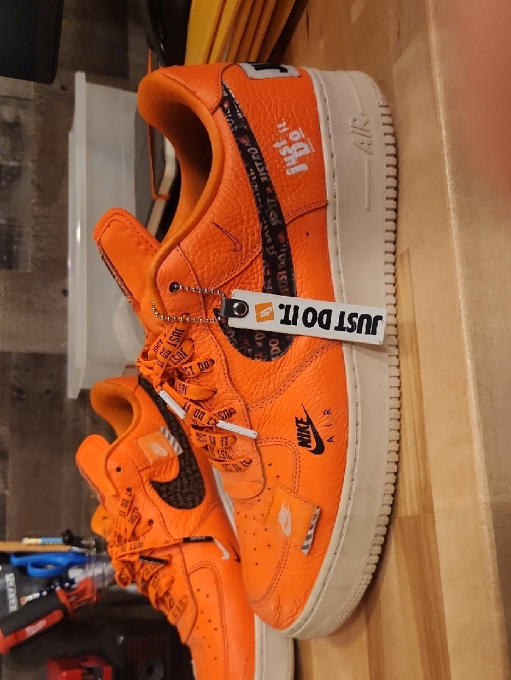 Nike Orange 'Just Do It' Swoosh Low-Top Sneakers AF1 - Picture 3 of 11